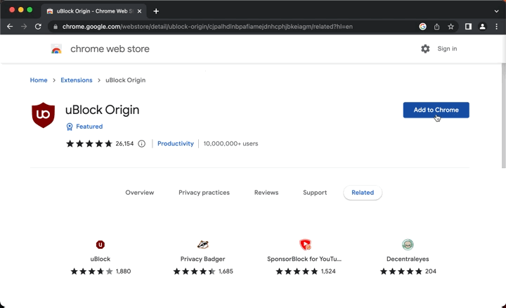 Langkah 1: Install uBlock Origin dari Chrome Web Store